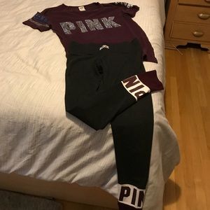 PINK  sequence yoga pants and top